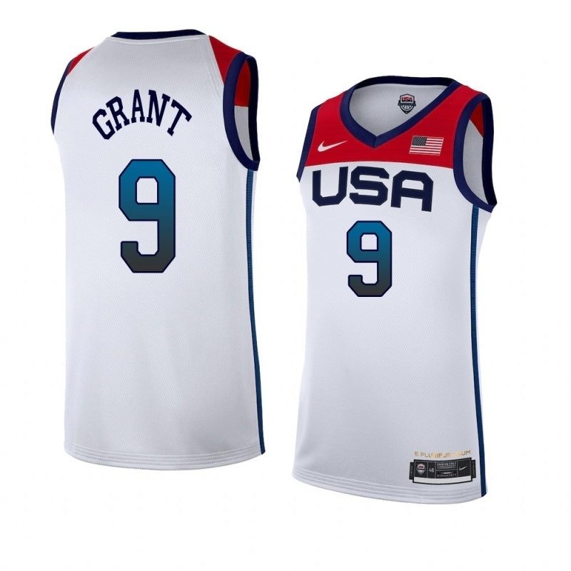 USA Dream Team 14 #9 Grant Tokyo Olympics Team USA White Style 1
