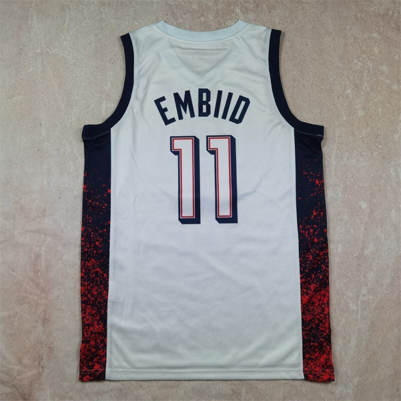 USA #11 Joel Embiid Hot Press Dream Team 16 White s-xxl Style 1