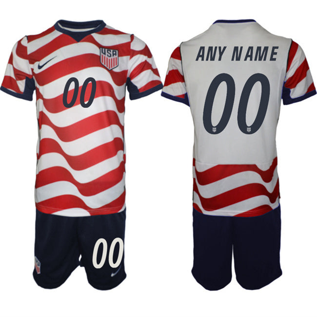 United States Custom White Red 2026 Home Soccer Jersey Suit
