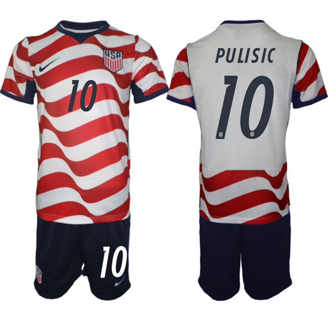 United States #10 Christian Pulisic White Red 2026 Home Soccer Jersey Suit