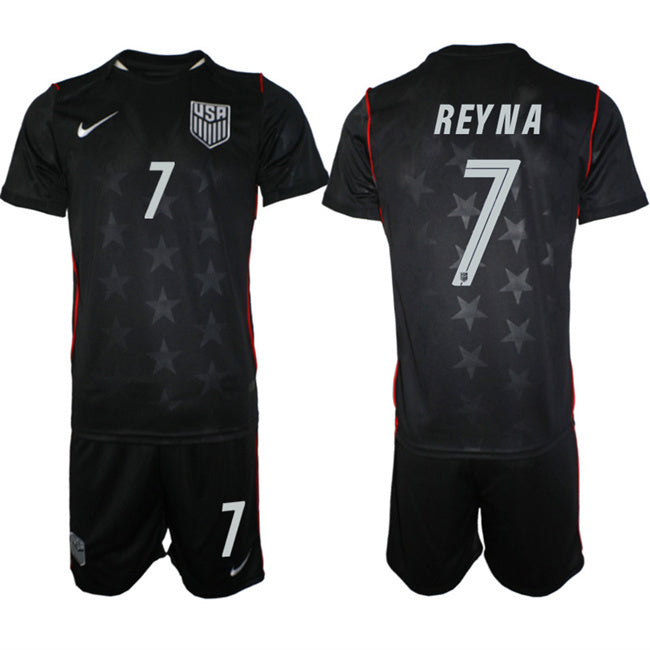 United States #7 Gio Reyna Black 2026 Away Soccer Jersey Suit