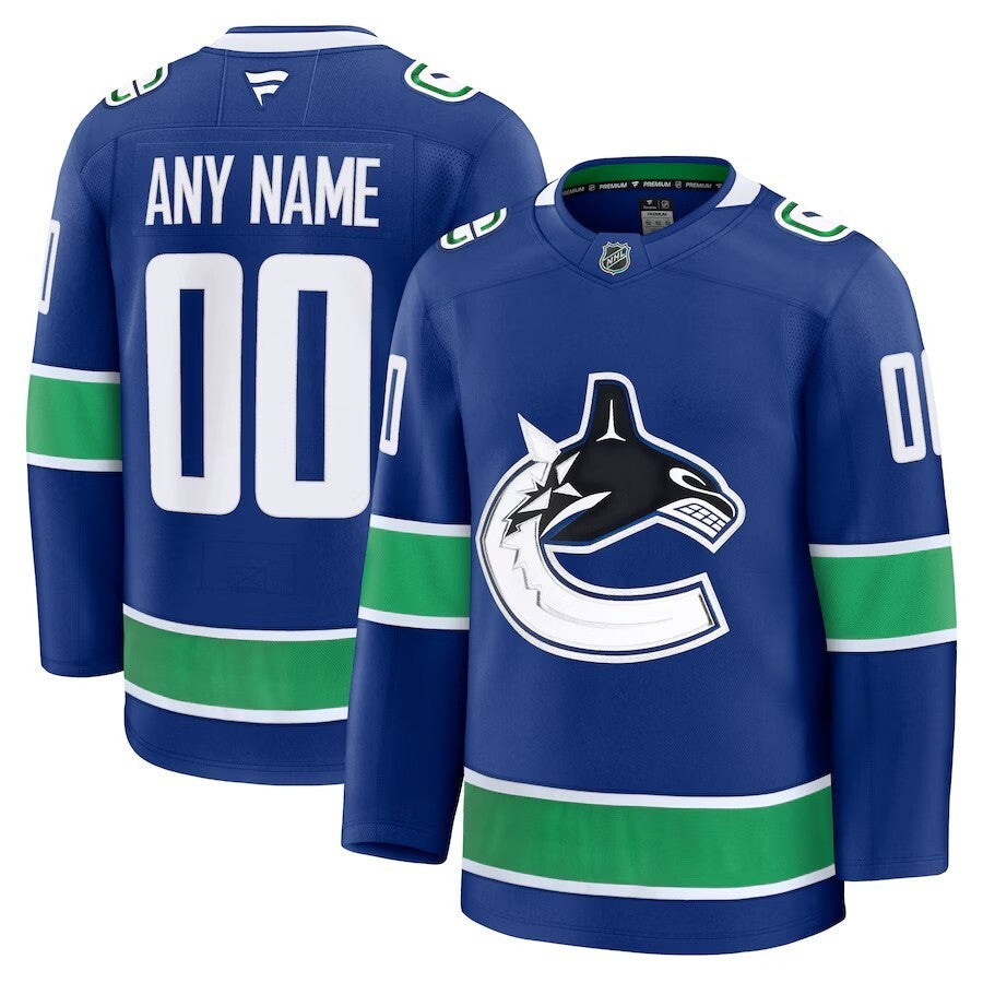 Vancouver Canucks Fanatics Home Premium Custom Jersey - Blue