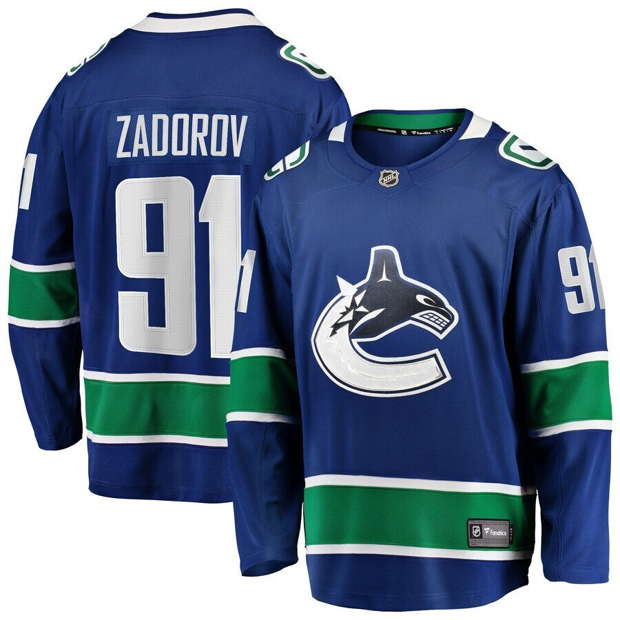 Vancouver Canucks #91 Nikita Zadorov Home Premier Breakaway Player Jersey - Blue