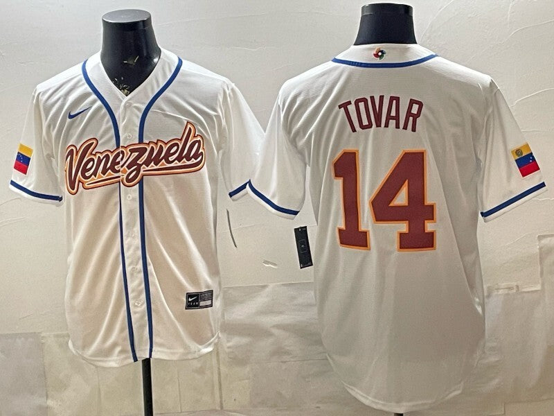 Venezuela baseball #14 Tovar white 2026 world baseball classic 26 World Cup