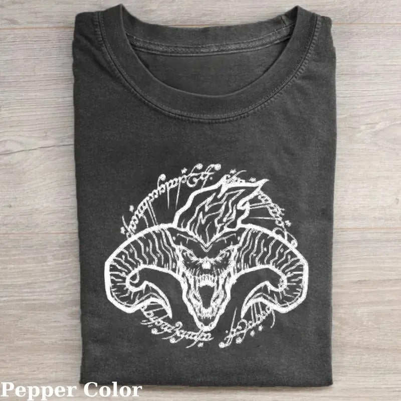 Vintage Balrog Fantasy Ring Graphic Tee for Men - Lord of The Rings - The Hobbits - Gandalf - Middle Earth Geek Gift