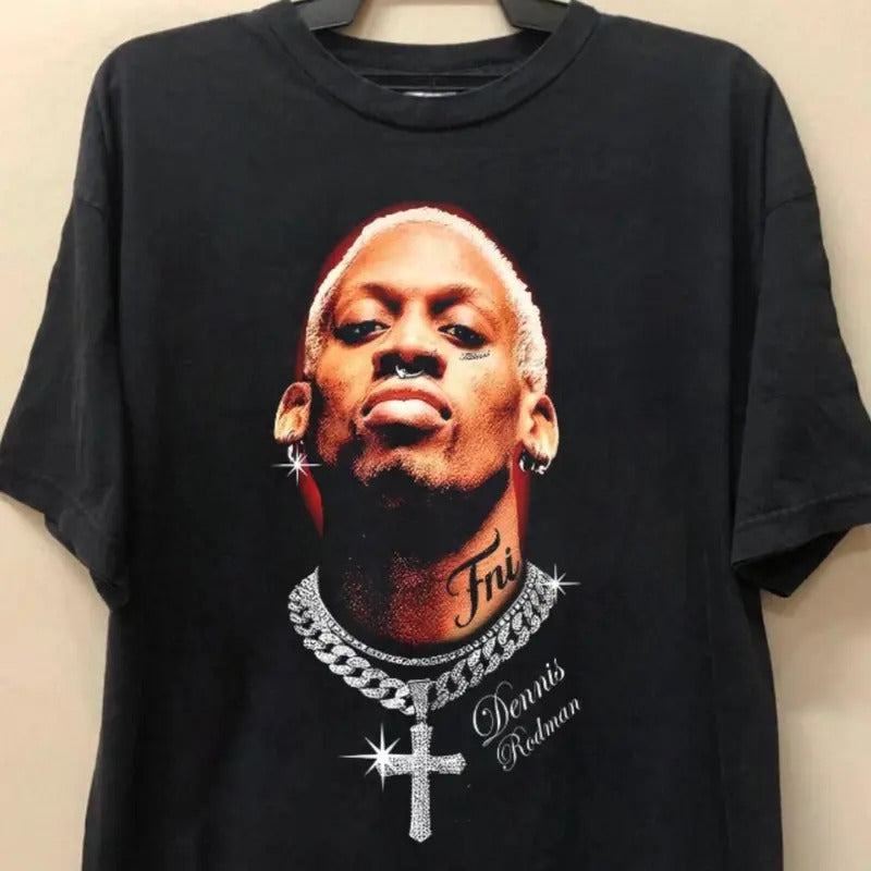 Vintage Dennis Rodman Style Face Tee Graphic Shirt for Men and Women