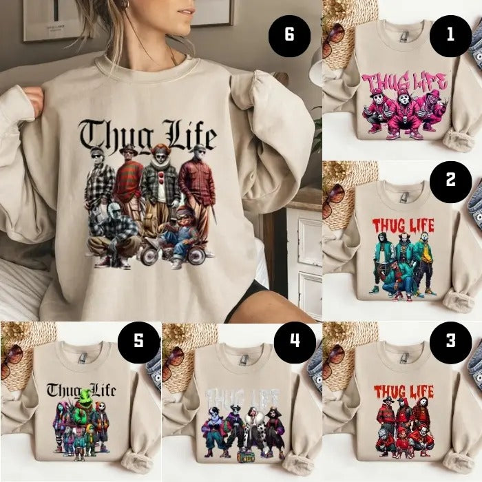 Vintage Thug Life Scary Movie Shirt, Movie Killer Shirt, Scary Halloween Sweatshirt, Scary Friend Tee, Retro Halloween...