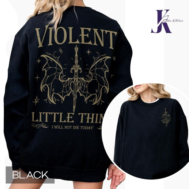 Violent Little Thing Comfort Colors Shirt, Fourth Wing Shirt, Fantasy Book Lover Gift, Dragon T Shirt, Bookish Shirt,...
