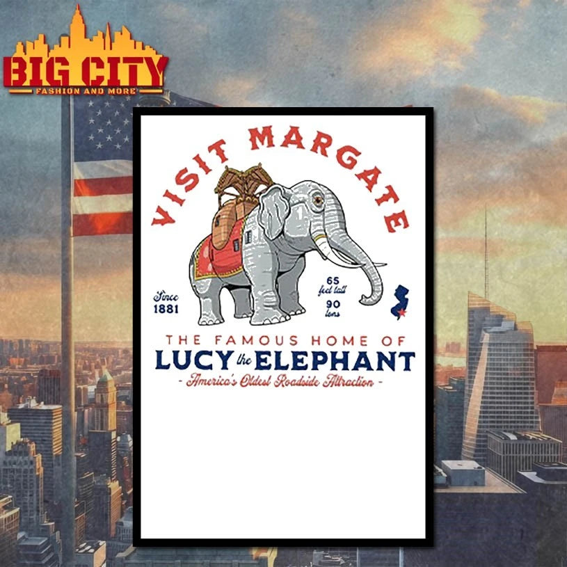 Visit Margate Since 1881 The Famous Home Of Lucy The Elephant America’s Oldest Roadside Attraction 65 Feet Tall 90 Tons shirt