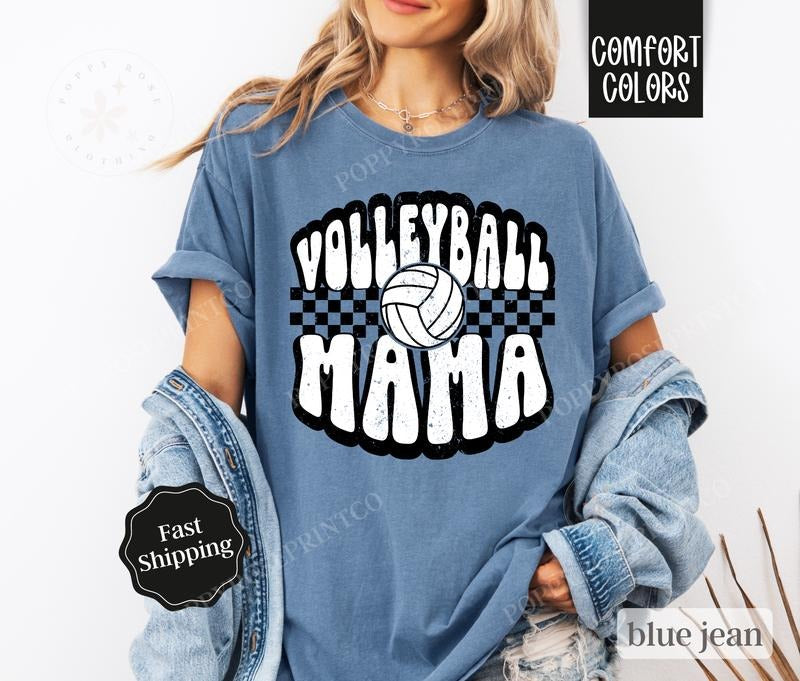Volleyball Mama Shirt Comfort Colors, Retro Gameday Tshirt, Womens Volleyball Tee, Womenswear Oversized Crewneck Hoodie,...