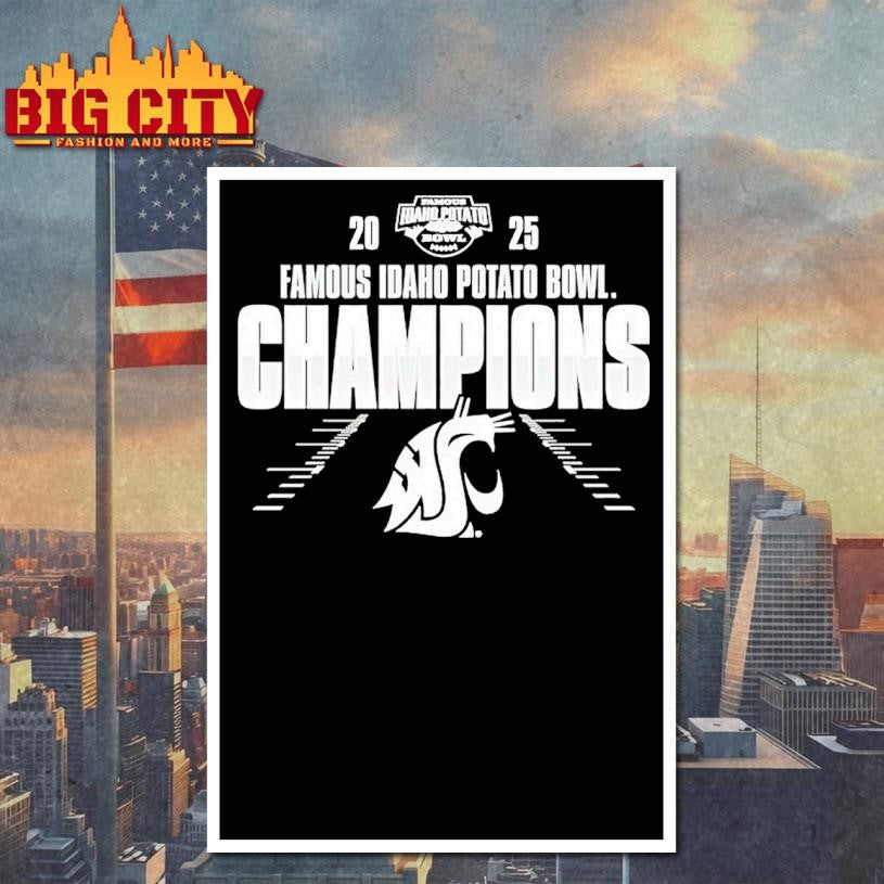 Washington State Cougars 2025 Famous Idaho Potato Bowl Champions Runway Shirt