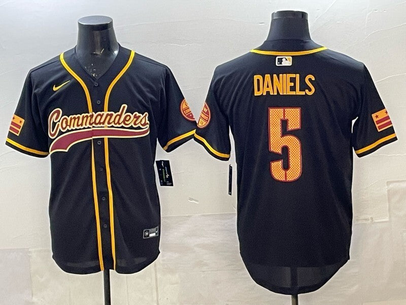 Washington Commanders #5 Jayden Daniels Redskins Black Collaboration