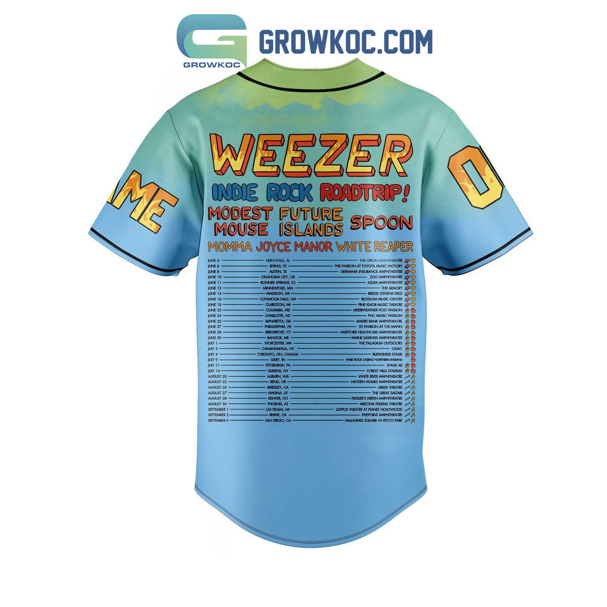 Weezer Indie Rock Roadtrip Personalized Baseball Jersey