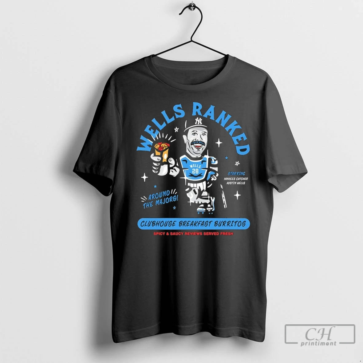 Wells Ranked Austin Wells Yankees Clubhouse Breakfast Buritos T Shirts