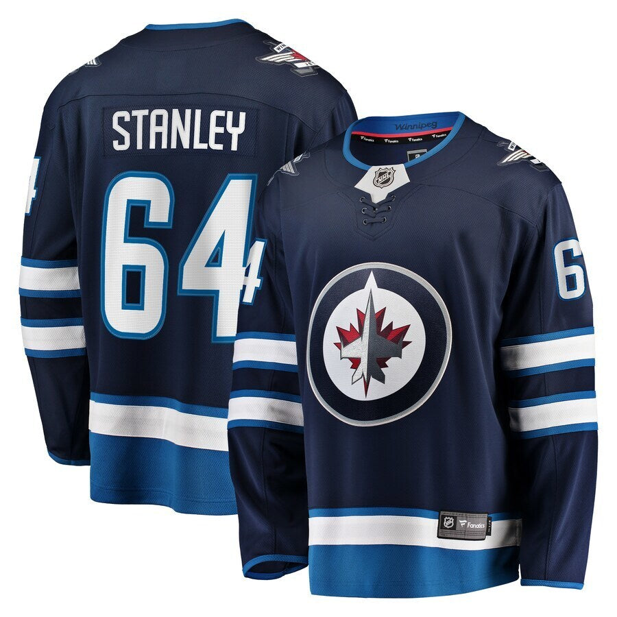 Winnipeg Jets #64 Logan Stanley Home Premier Breakaway Player Jersey - Navy