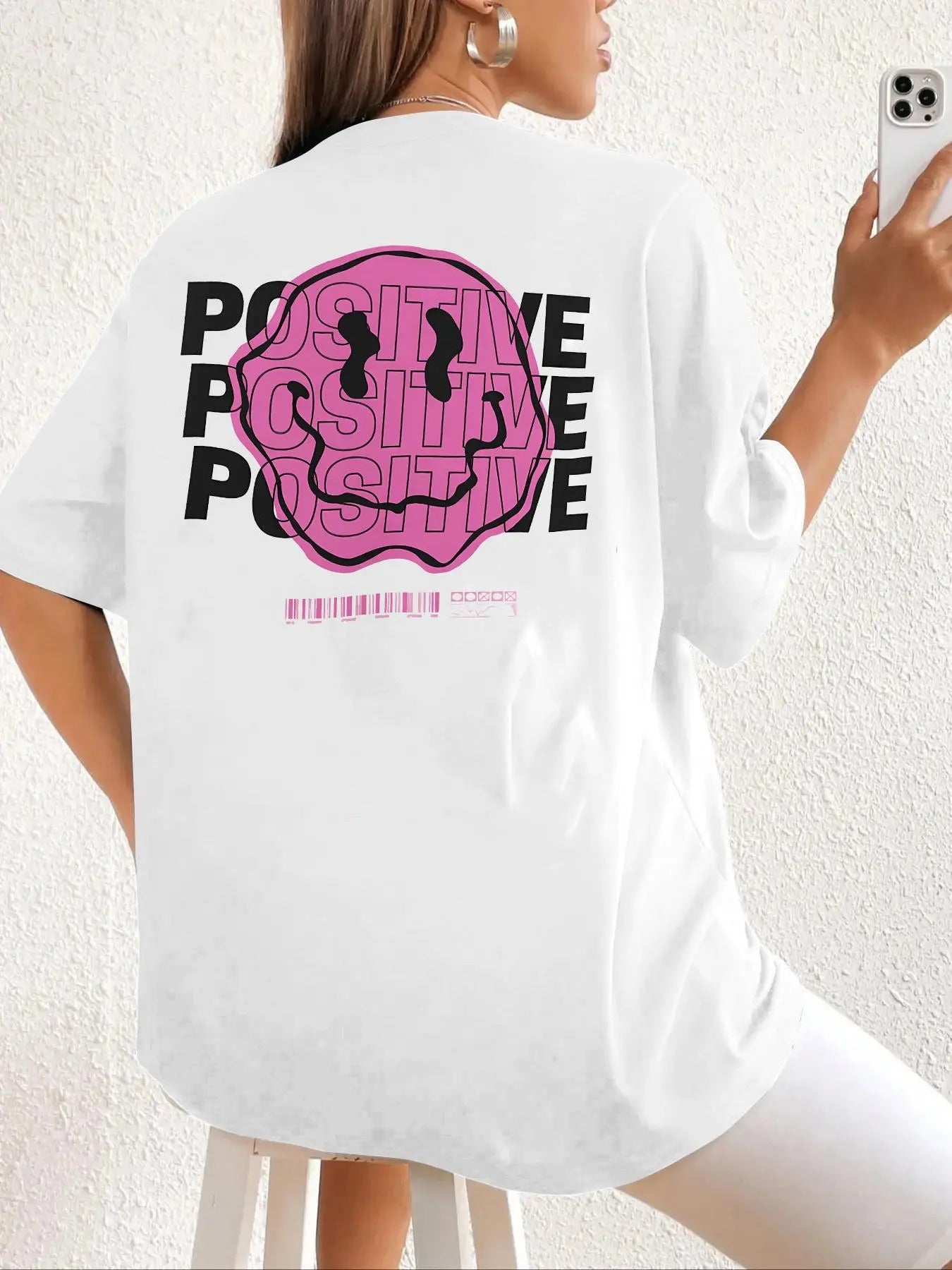 Women's Cartoon Face & Letter Print Round Neck Tee, Fashion Casual Crew Neck T-shirt for Daily Holiday Vacation Outdoor...