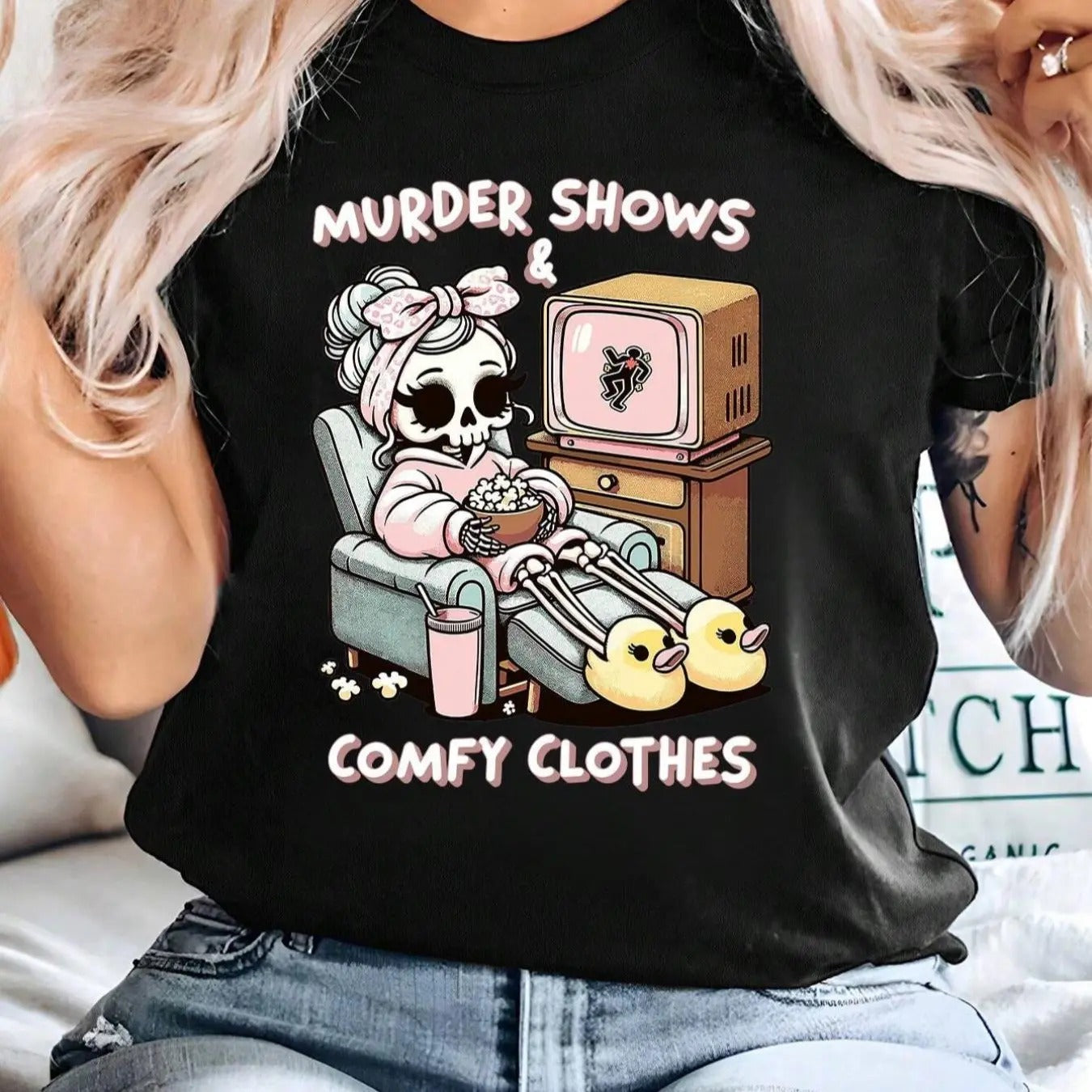Women's Cartoon Skeleton Print Round Neck Graphic Tee, Vintage Trendy Casual Short Sleeve T-shirt for Daily Wear, Ladies...
