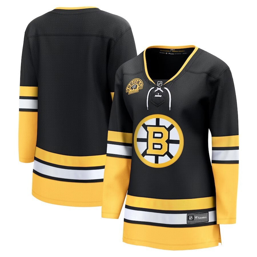 Women Boston Bruins 100th Anniversary Premier Breakaway Jersey - Black