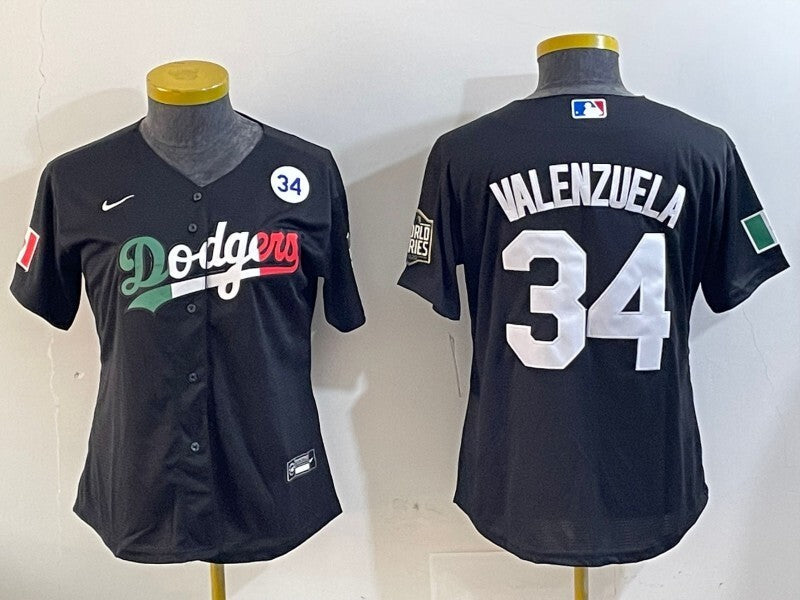 Women Los Angeles Dodgers #34 Fernando Valenzuela Dodgers Women Style 8