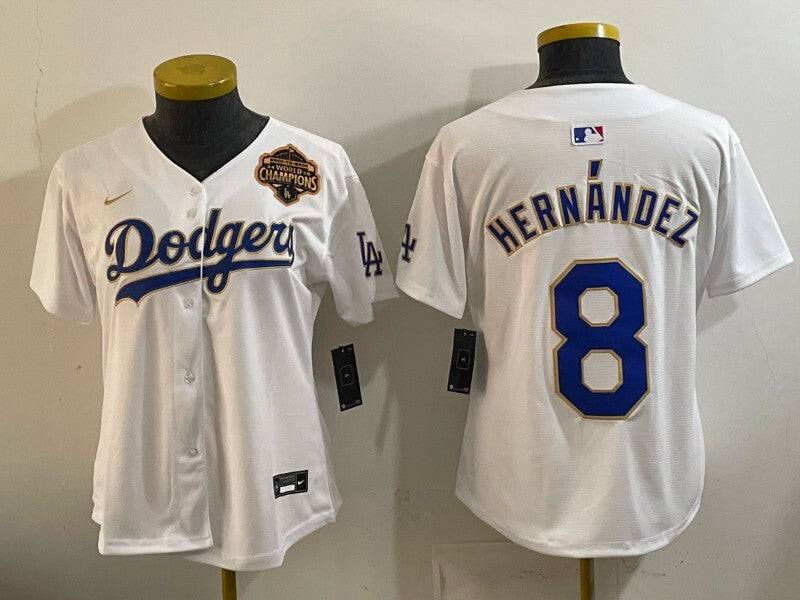 Women Los Angeles Dodgers #8 Enrique Hernandez Dodgers Women Youth Style 2