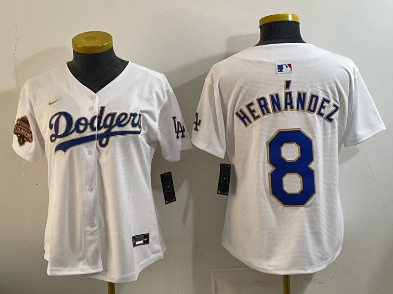 Women Los Angeles Dodgers #8 Enrique Hernandez Dodgers Women Youth Style 3