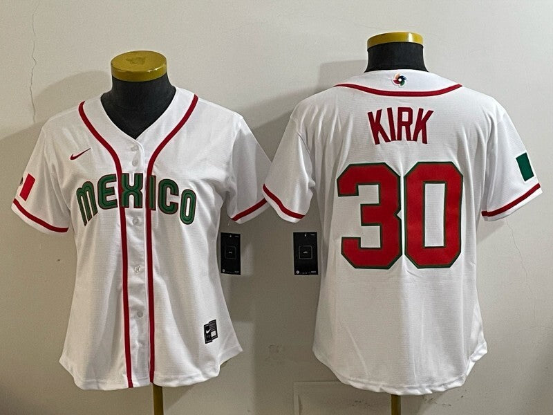 Women Mexico Baseball #30 Alejandro Kirk White 2026 World Baseball Classic 26 World Cup Women