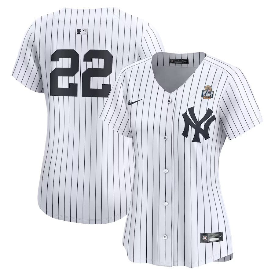 Women New York Yankees #22 Juan Soto 2024 World Series Home Limited Player Jersey - White