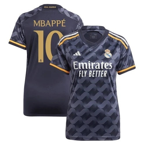 Women Real Madrid #10 Kylian Mbappe 2023 24 Away Jersey - Black