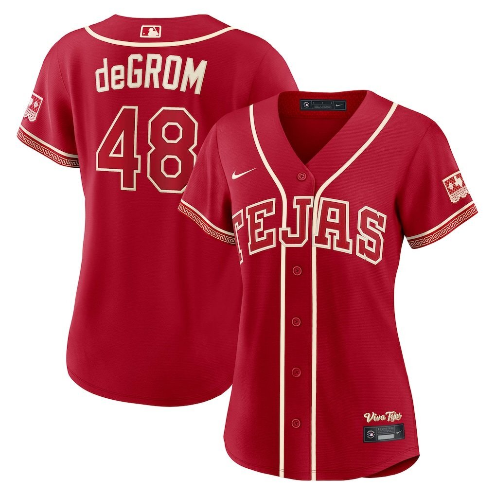 Women Texas Rangers #48 Jacob deGrom 2026 City Connect Stadium Jersey - Red