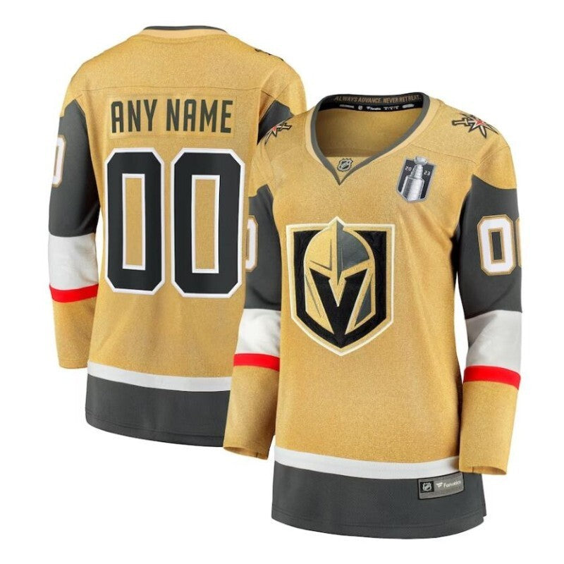 Women Vegas Golden Knights Fanatics Branded 2023 Stanley Cup Final Home Breakaway Custom Jersey - Gold_conew1