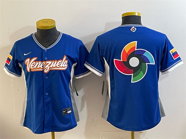 Women's Venezuela Baseball Royal 2026 World Baseball Classic Big Logo Road Stadium