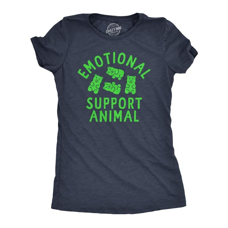 Womens Emotional Support Animal T Shirt Funny Mental Health Gummy Bear Candy Joke Tee For Ladies Funny Womens T Shirts...
