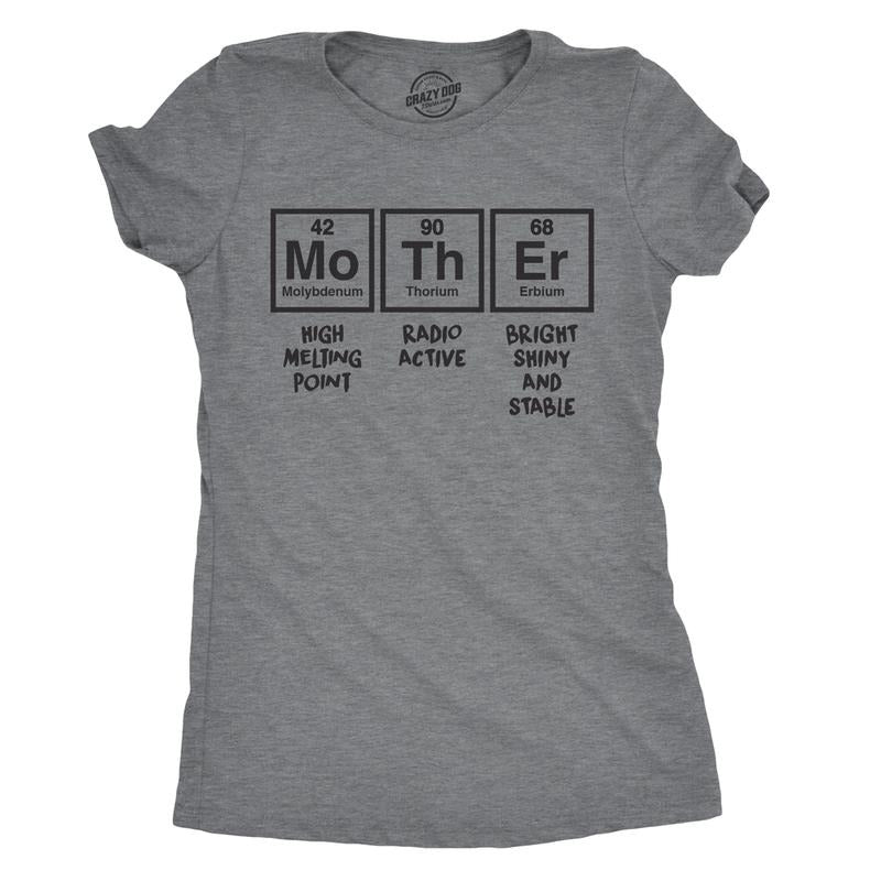 Womens Mother Periodic Table T shirt Funny Novelty Graphic Mothers Day Tee Nerdy Funny Womens T Shirts Cute Slimming Top...
