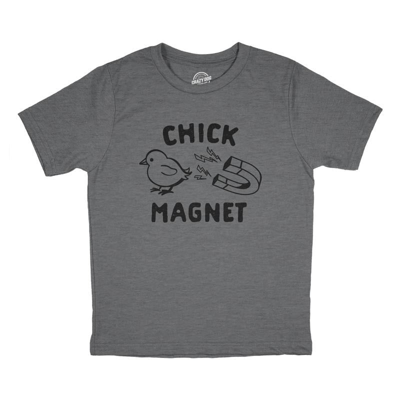 Youth Chick Magnet T Shirt Funny Cut Baby Chicken Novelty Tee Funny T Shirts Easter Tops for Kids Novelty Tees for Kids...
