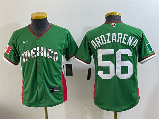 Youth Mexico Baseball #56 Randy Arozarena Green 2026 World Baseball Classic Stadium