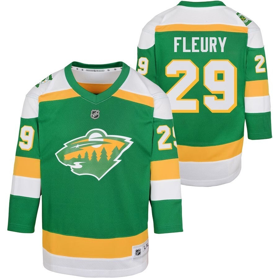 Youth Minnesota Wild #29 Marc-Andre Fleury 202324 Alternate Replica Player Jersey – Green