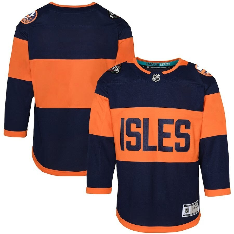 Youth New York Islanders 2024 NHL Stadium Series Premier Jersey – Navy Style 1