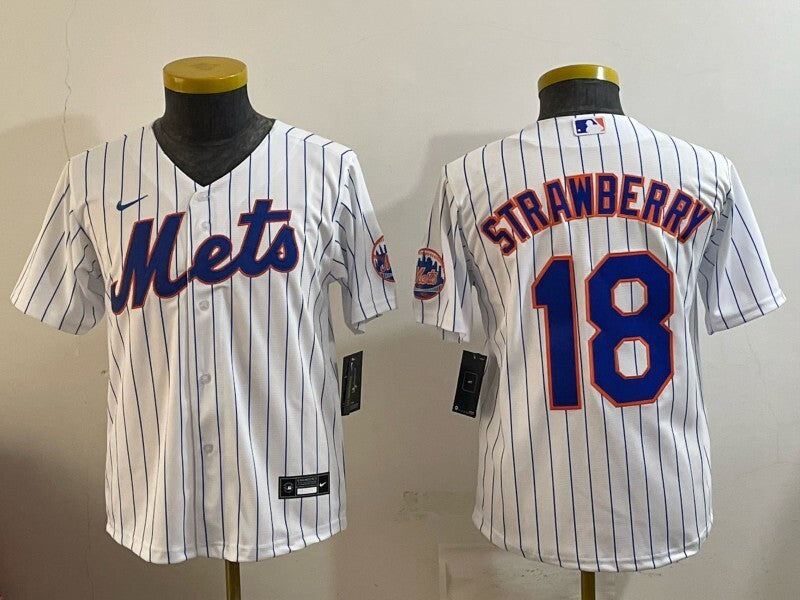 Youth New York Mets #18 Darryl Strawberry Mets Youth Style 1