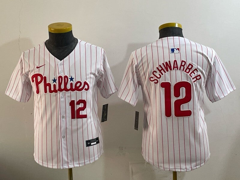 Youth Philadelphia Phillies #12 Kyle Schwarber Phillies Youth Style 1