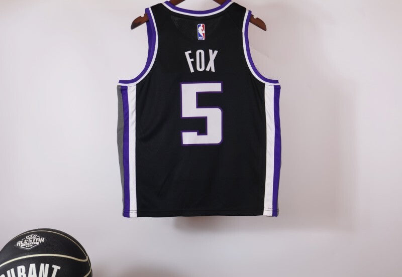 Youth Sacramento Kings #5 De'Aaron Fox 24 Kings Black Style 1