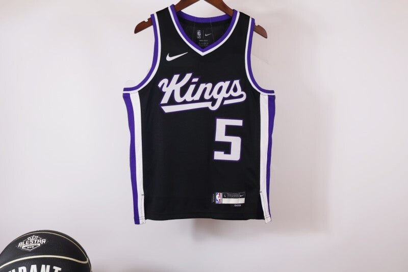 Youth Sacramento Kings #5 De'Aaron Fox 24 Kings Black Style 2