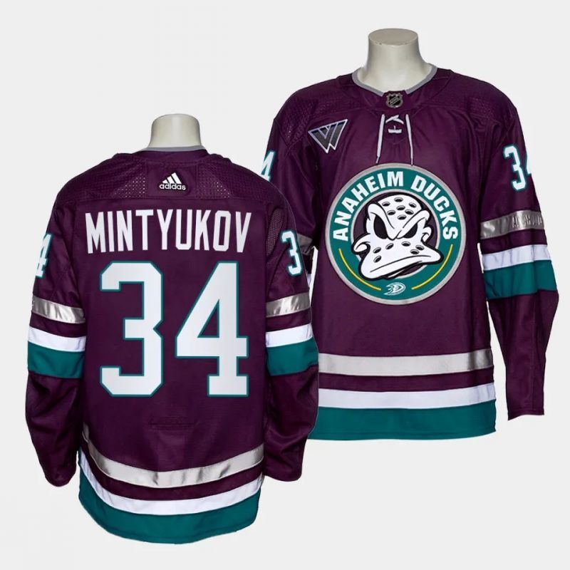 anaheim ducks #34 pavel mintyukov alternate navy 30th season jersey