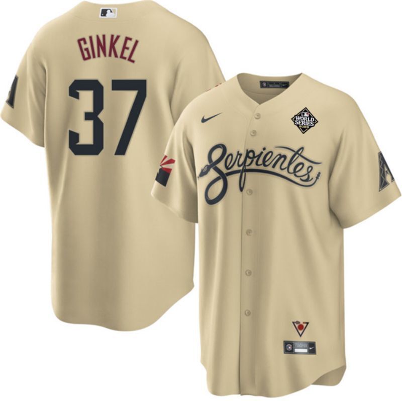 arizona diamondbacks #37 kevin ginkel gold 2023 world series city connect cool