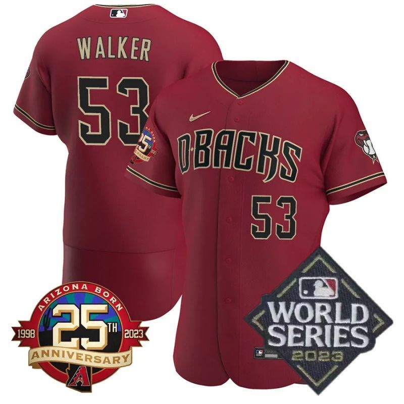 arizona diamondbacks #53 christian walker 25th anniversary patch flex base collection jersey red