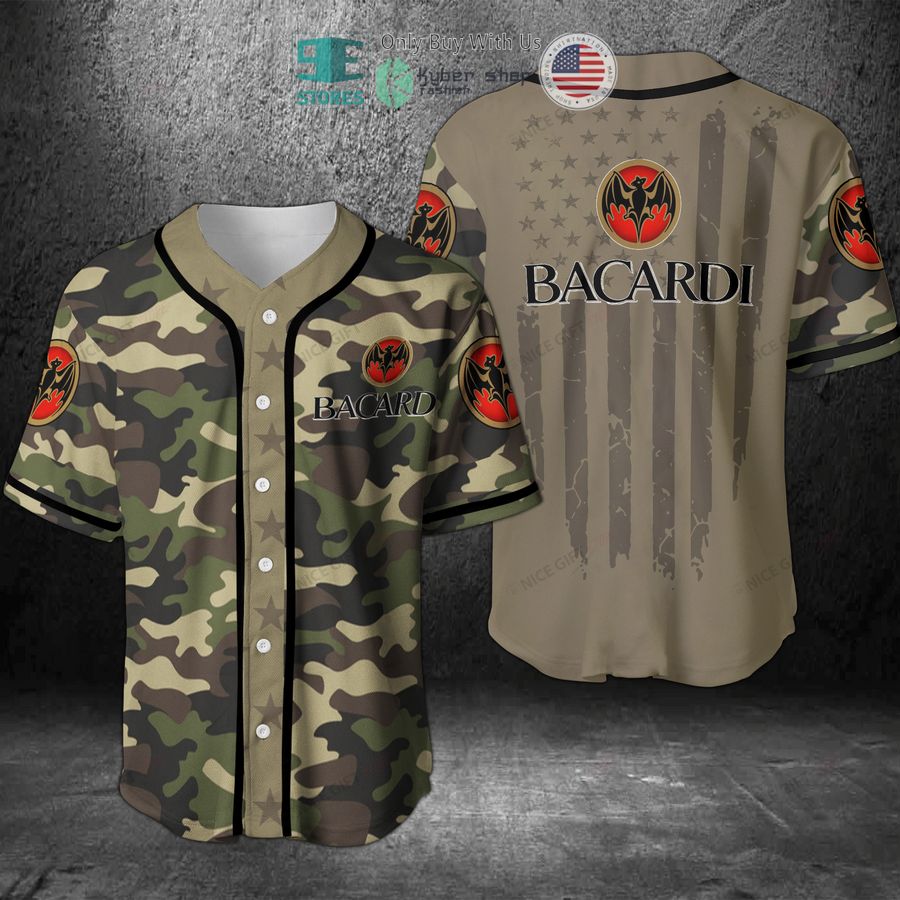 BEST Bacardi United States Flag green camo Baseball Jersey