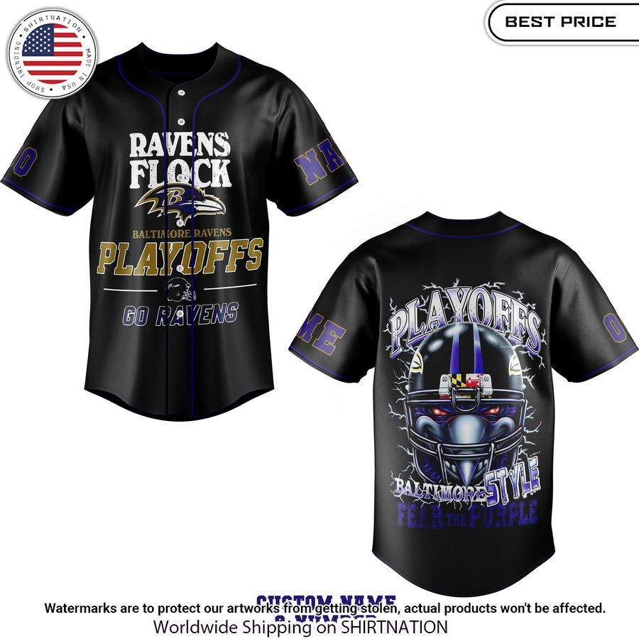 Baltimore Ravens Playoff Custom Baseball jersey