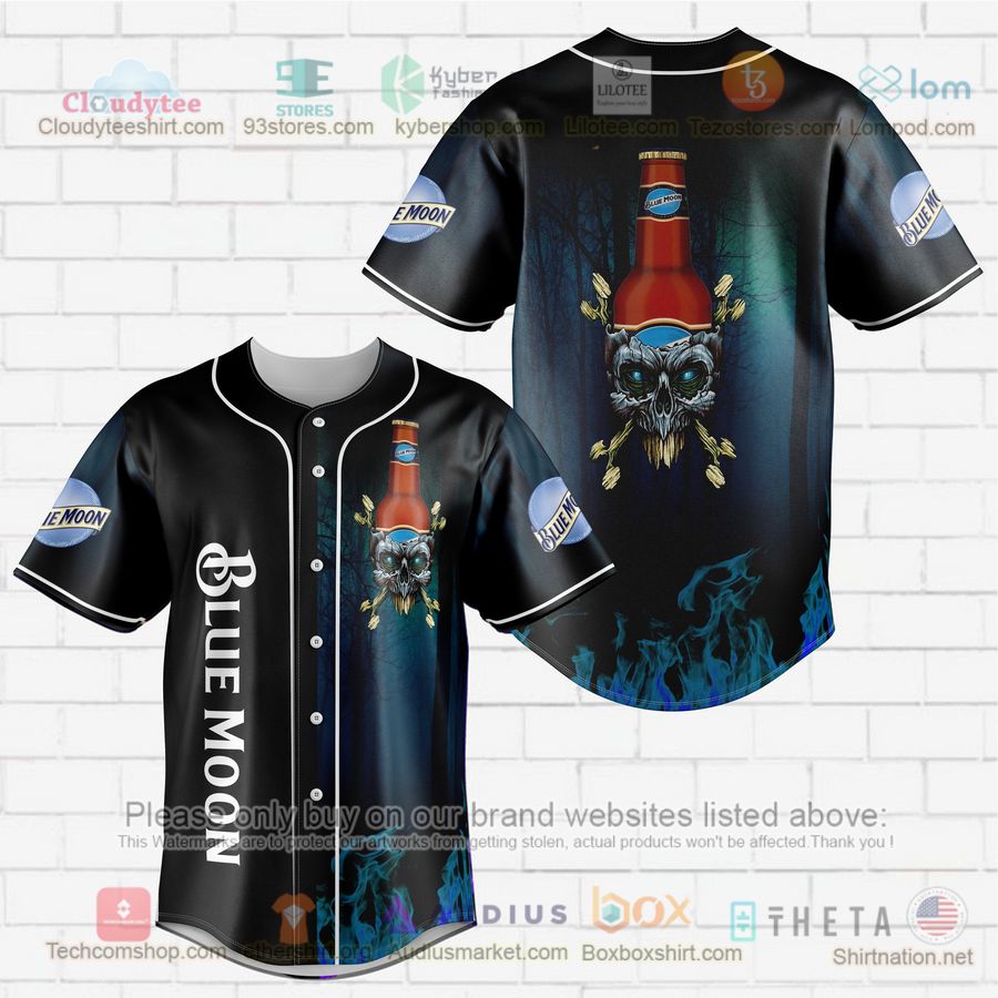 HOT Blue Moon skull head Baseball Jersey Shirt