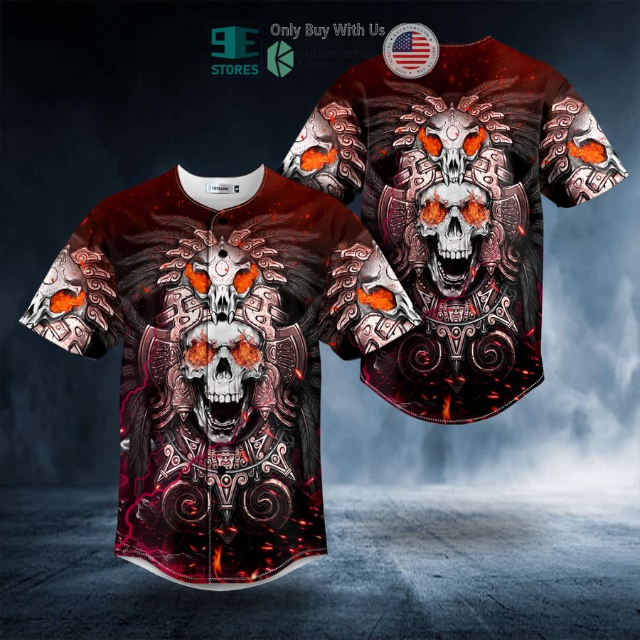 BEST Brocade Pattern 8 Native Skull Baseball Jersey