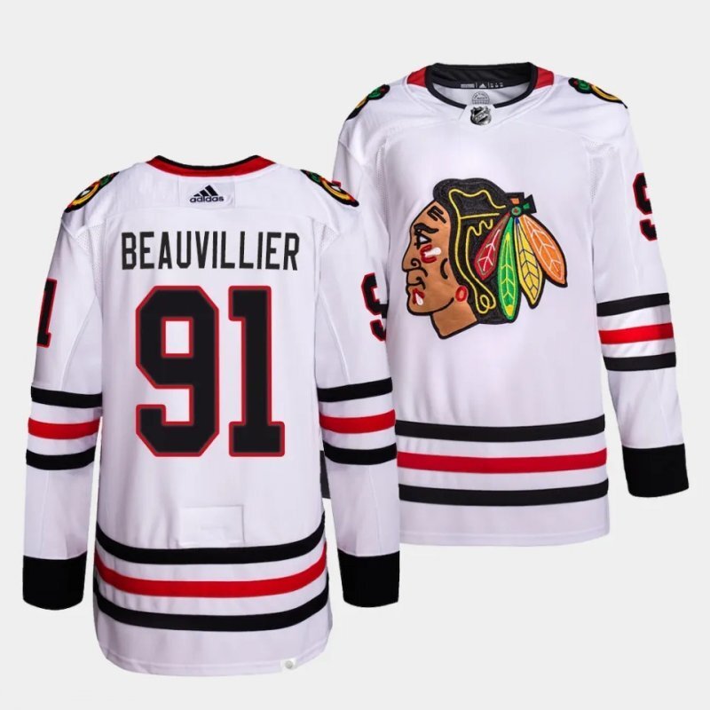 chicago blackhawks #91 anthony beauvillier away white authentic pro primegreen jersey