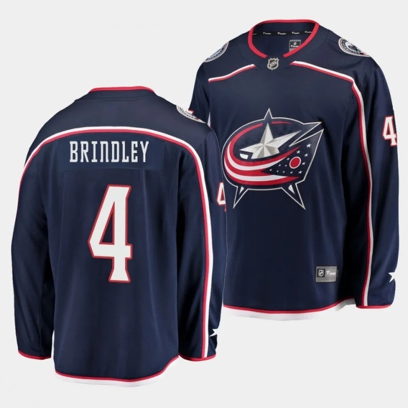 columbus blue jackets #4 gavin brindley home navy jersey 2023 nhl draft